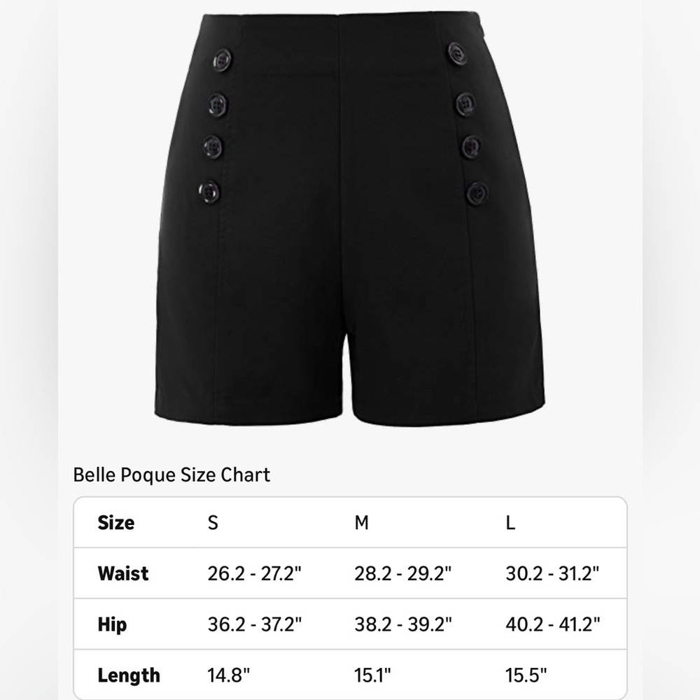 Belle Black High Waist Women's Shorts - Picture 2 of 5
